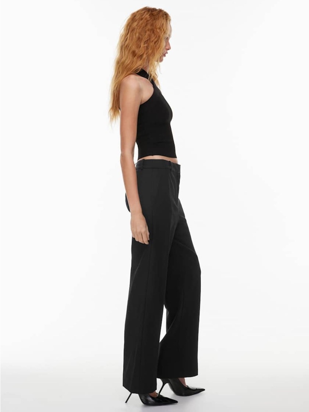 Aritzia Black Ribbed Cross-Halter Crop Top - Picture 4 of 14
